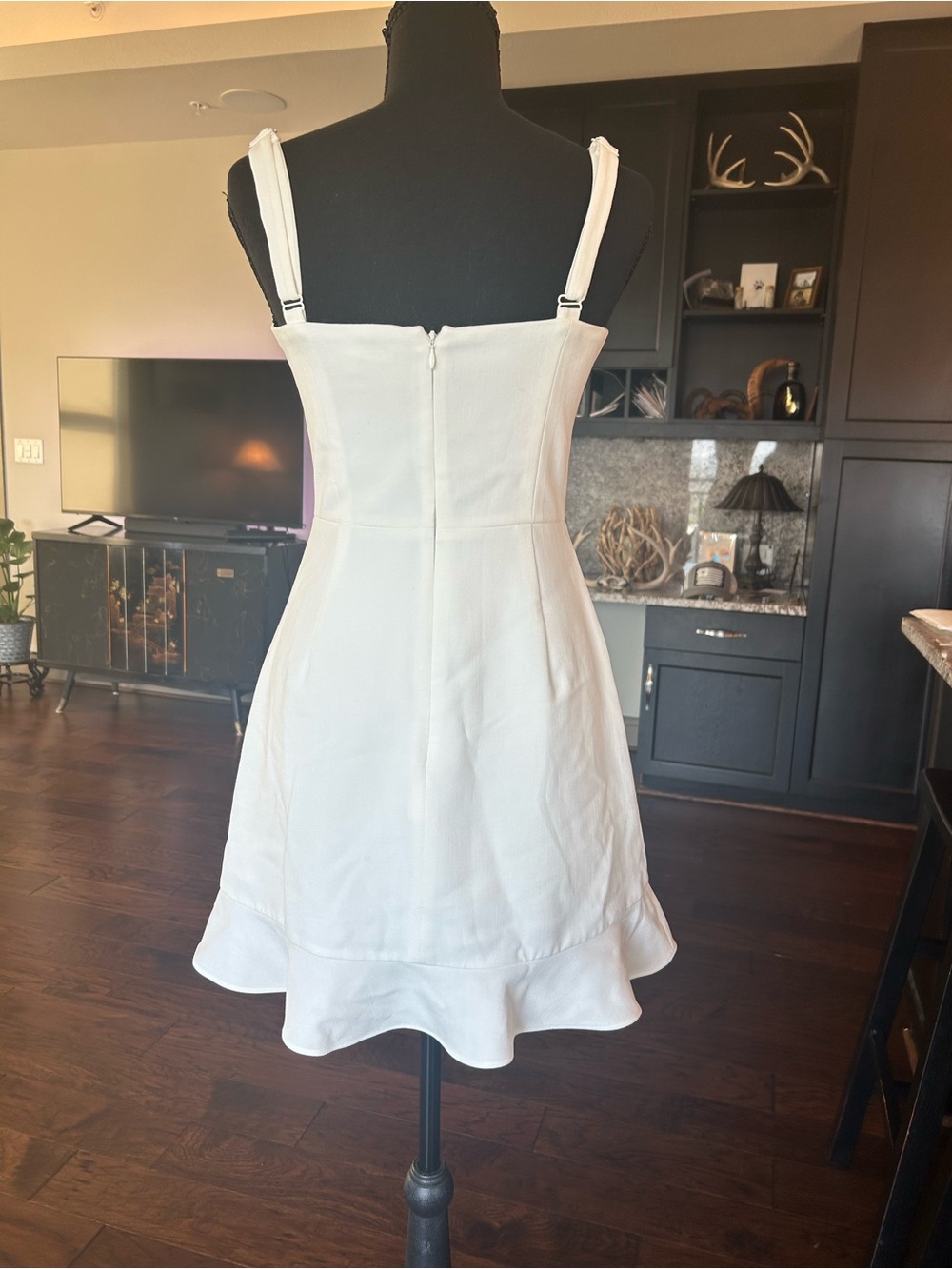 French Connection White Sweetheart Neck A-Line Mini Dress - Picture 3 of 5